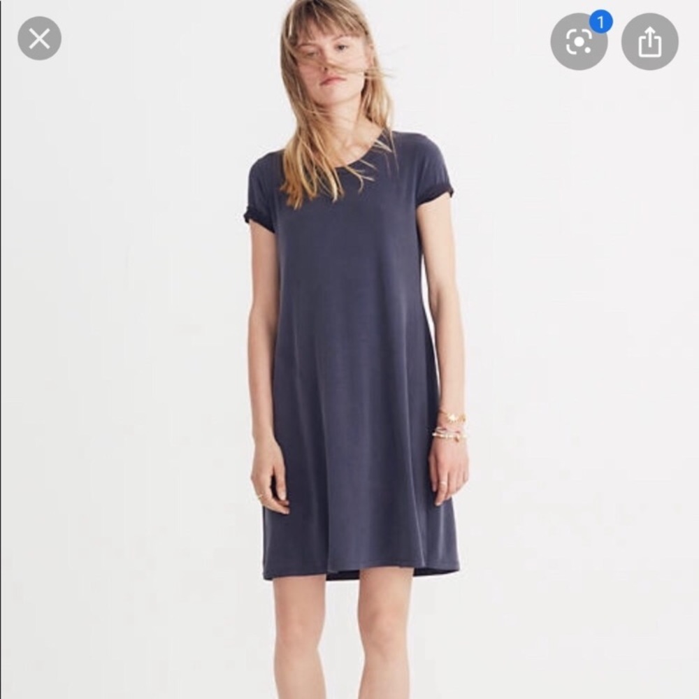 Madewell Sandwashed Swing Tee Dress Navy xxs